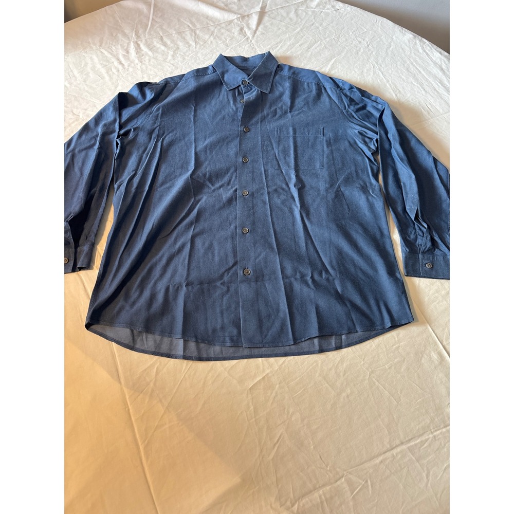 boss Button Down‎ Mens XL Blue Excellent Long Sleeve Cotton Twill Shirt